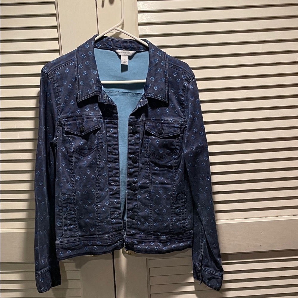 Jones NY Jeans Printed Denim Jacket Size L